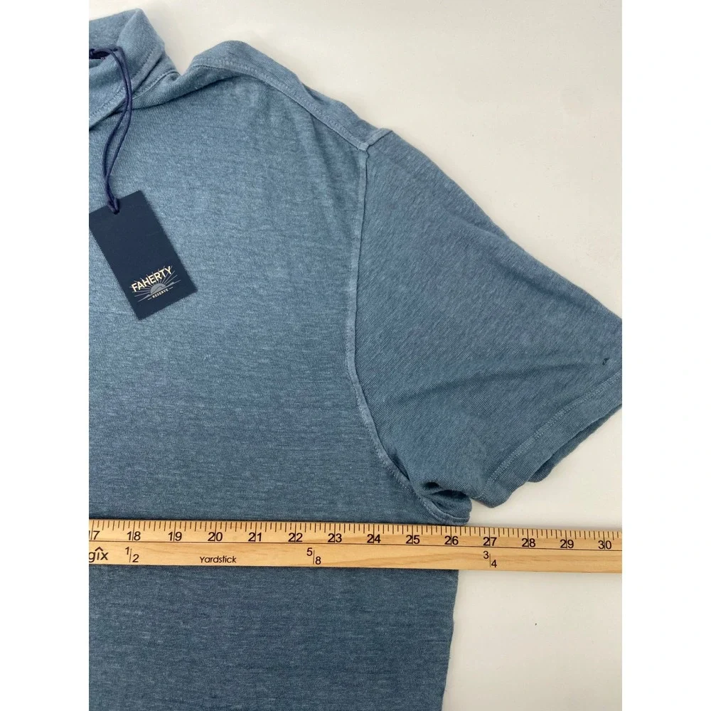 Faherty Polo Men 2XL Deep Marine Blue Linen Polo Coastal Luxury Light Vacation